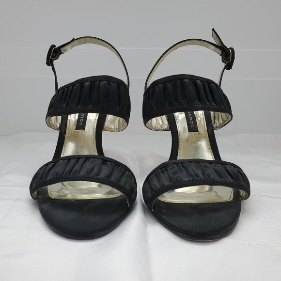 Caparros Open Toe Sling Back Strap Satin High Heel Sandals Black Colour - Picture 2 of 7